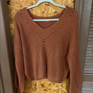 moon & madison Rust V-Neck Sweater